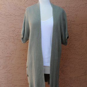 Chico's Cotton Sage Green Open Sweater